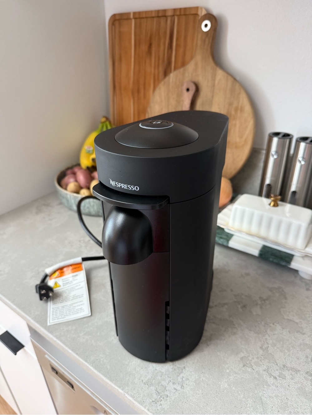 Nespresso VertuoPlus Coffee & Espresso Machine in Black with Gold Capsules